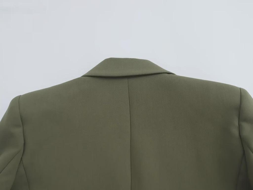 Women's Double-Breasted Shoulder Pad Suit Jacket and Trousers Set