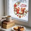 Watercolor Christmas Sticker Squirrel Wreath on Balcony Glass Window for Home Decoration and Beautification Window Sticker