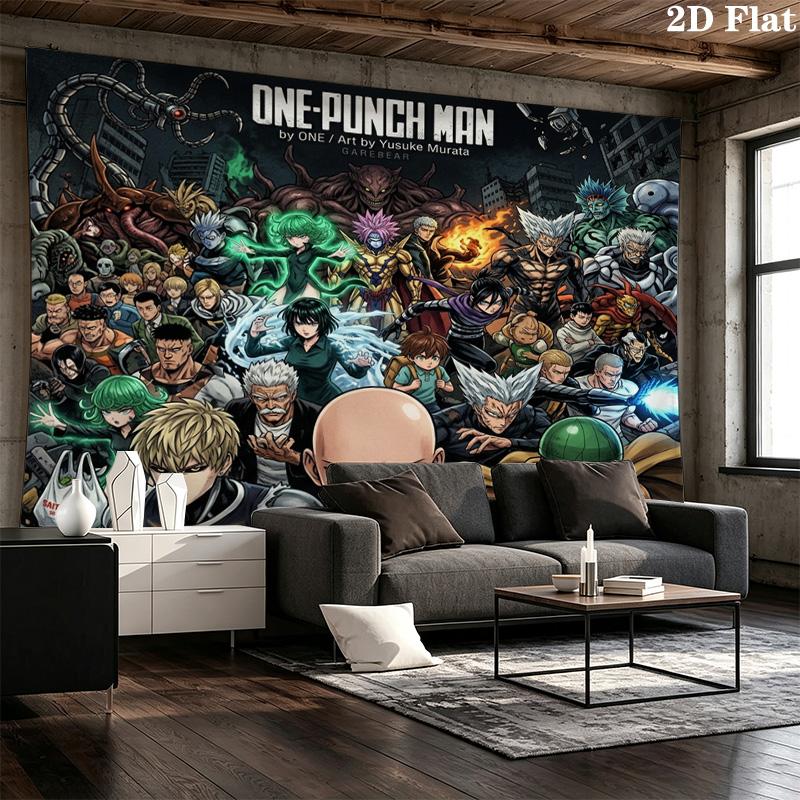 Onepunch Man Wall Tapestry Aesthetic Wall Hanging Printed Fabric Blanket Decorative Tapestries For Bedroom Living Room Home Decor