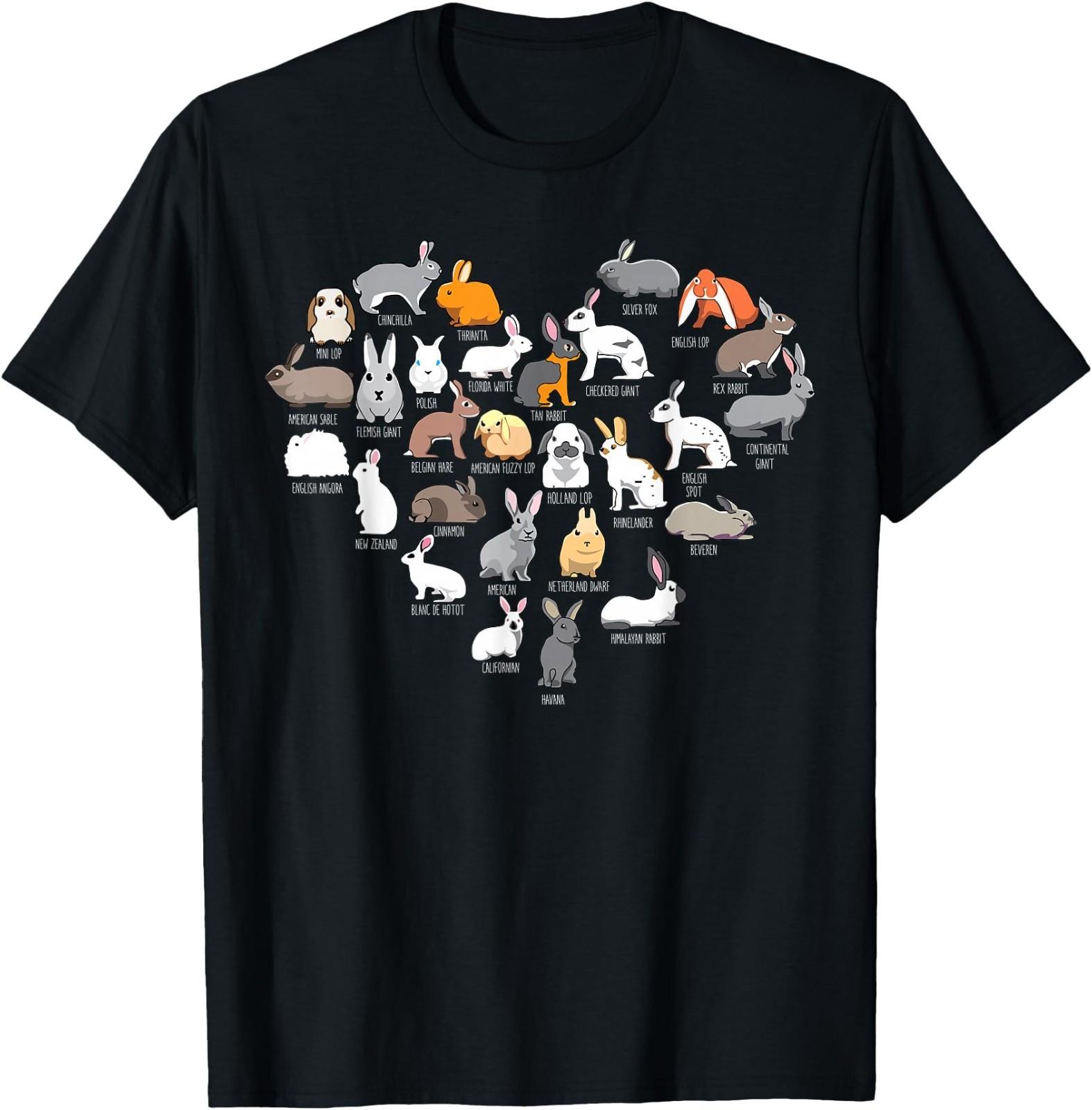 Love Bunnies Funny Rabbit Heart T-Shirt Small L