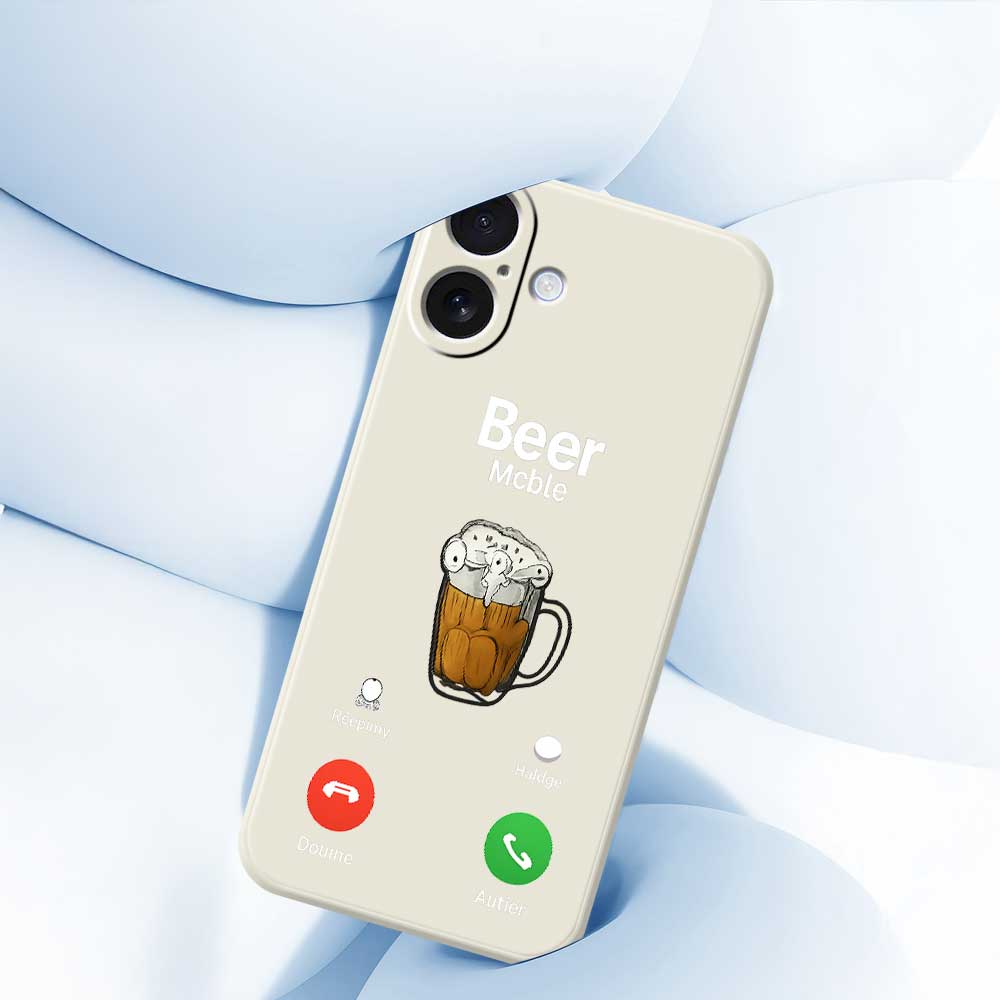 For iPhone 17 Case Beer Pattern Printing Straight Edge TPU Phone Back Cover