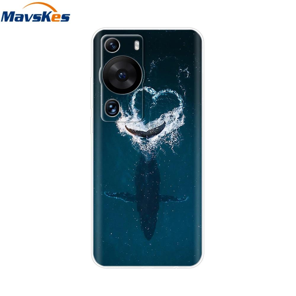For Huawei P60 Pro Case Cute Heart Cartoon Painted Silicone Clear TPU Back Cover For Huawei P 60 P60 2023 P60Pro Phone Cases