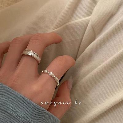 Suzyacc Minimalistischer Texturierter Silber Indexring für Damen - Verstellbares Luxusdesign