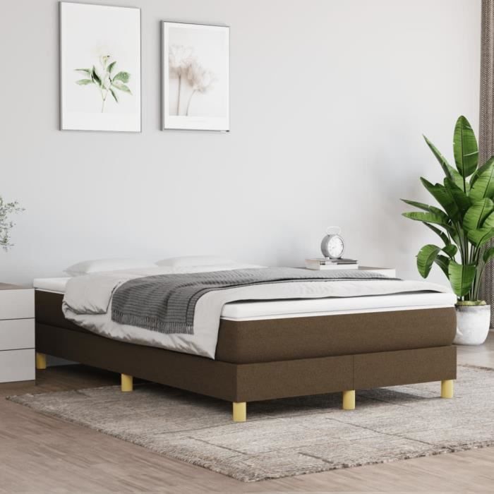 3144162 vidaXL Lit à sommier tapissier avec matelas Marron foncé 120x200 cm