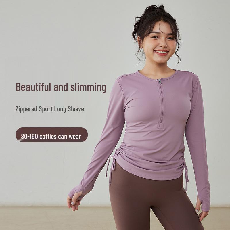 

Women s Plus Size Slimming Quick-Dry Half-Zip Long Sleeve Yoga Top for Autumn/Winter M (96-107 lbs)
