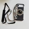 3D Retro Camera Phone Case with Crossbody Lanyard for iPhone 17 16 Pro Max 15 14 13 12 11 XS Max XR X 8 7 Plus SE 2026 Mini
