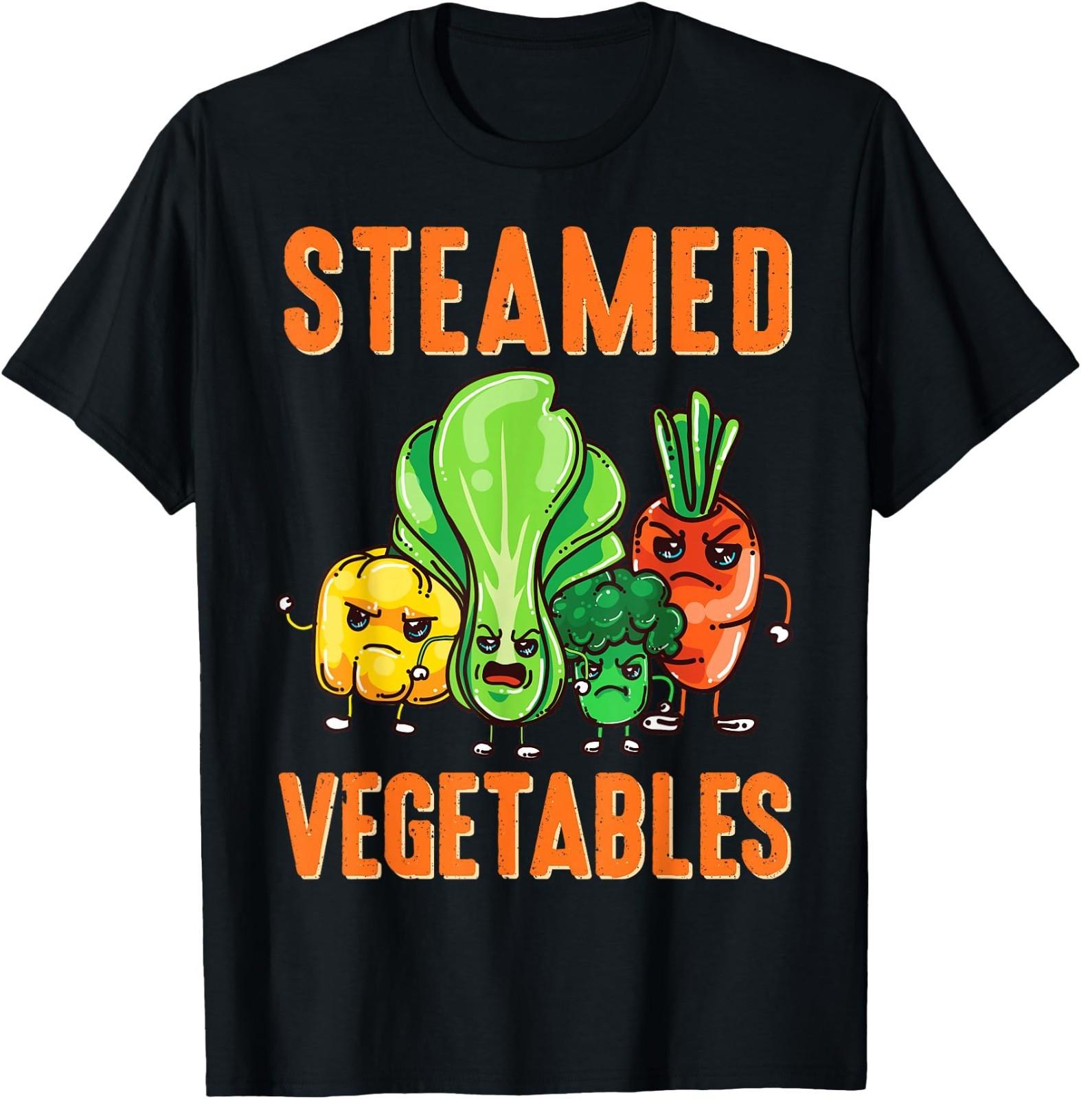 Steamed Vegetables Funny Puns for Vegetarian Kids T-Shirt L