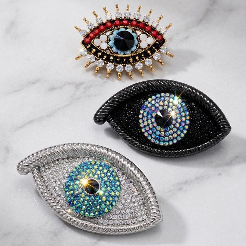 Devil's Eye Brooch - Full Diamond Retro Eye Pin - Fashionable and Unconventional Design
