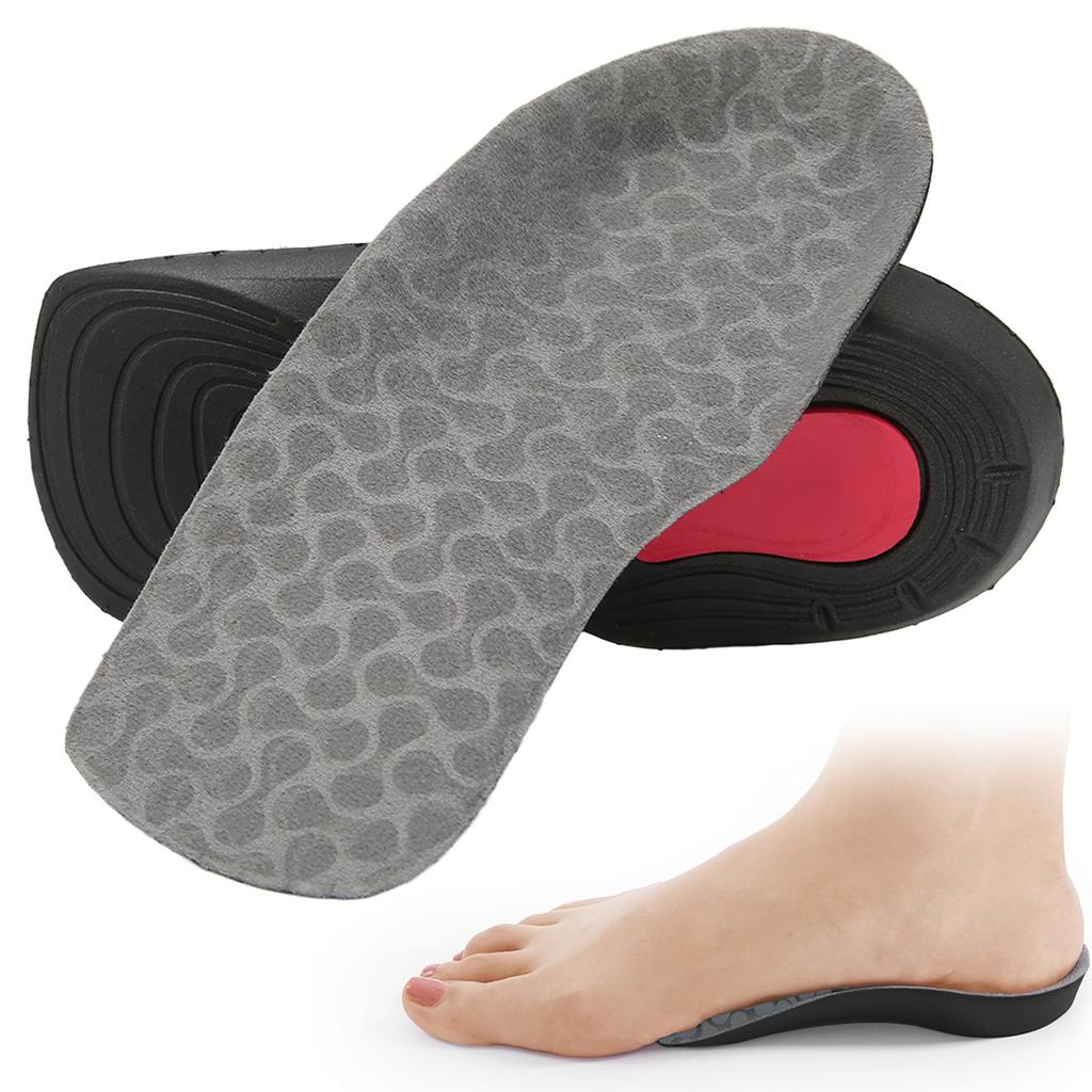 PU Feet Insoles Comfortable Shock Absorbing Arch Supports Inserts for Running Sports Gray