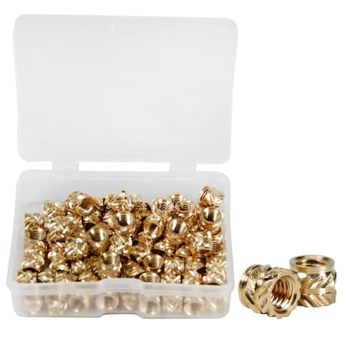 

Aicosineg Insert Nuts, M4 x 5mm(L) x 6mm(OD), 75-Piece Set, Knurled Nuts, 3D Printed Brass Knob Nuts, Female Thread Brass, Rust-Resistant, Thermally C