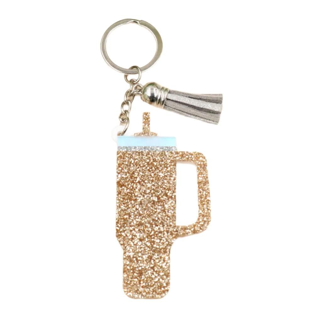 Fashion Cup Shaped Keychain Unique Acrylic Keyrings Fringe Key Adornment Fashion Bag Pendant Gift for Cup Enthusiasts