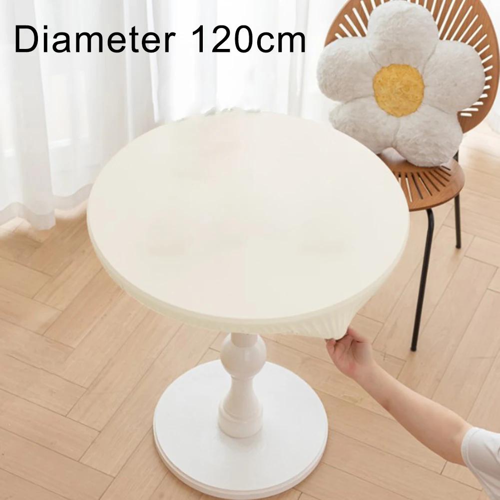 PU Leather Waterproof Table Cover Round Shape 120cm Diameter with Secure Fit and Heat Resistance for Weddings and Home Use
