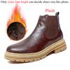 Big Size 47 48 Men Chelsea Boots Winter Ankle Style Leather Boots Platform Thick Soles Botas Chelsea Hombre Plush Warm