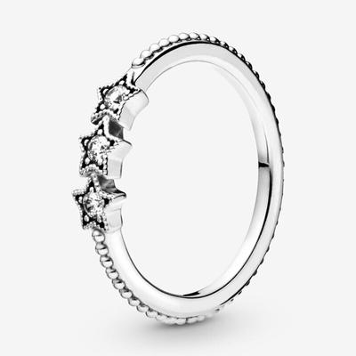 925 Sterling Silver Pan Ring Shining Pentagram z kryształowym pierścionkiem dla kobiet Wedding Party Gift Fashion Jewelry