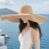 Oversized bredbremmet stråhatt dame sommer strand solbeskyttelse hatt utendørs reise ferie strandhatt sommerhatt dame