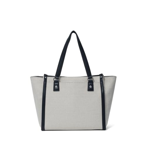 JILL STUART Women's Tote Bag with Panel, Brand Logo, Daily Casual, White x Black, JSLH5AH1