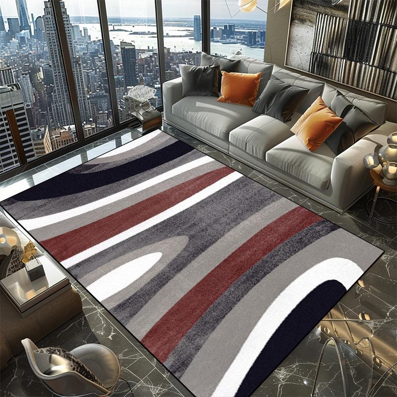 Moderner Geometrischer Teppich Wohnzimmer Dekoration Zuhause Waschbar Groß Rutschfester Teppich Schlafzimmer Bodenmatten Große Größe Flanell Anpassbar