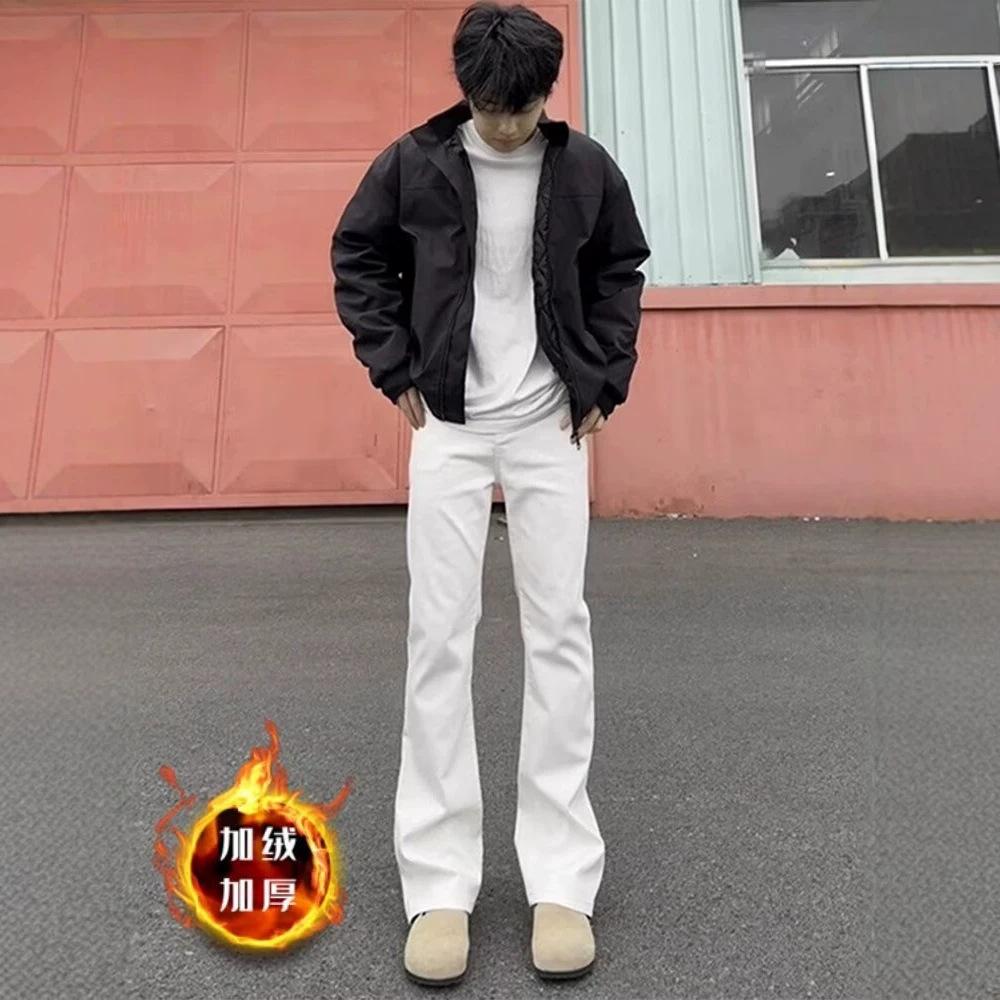 New velvet autumn and winter jeans men's cleanfit American straight tube slightly stretched and slim casual long pants