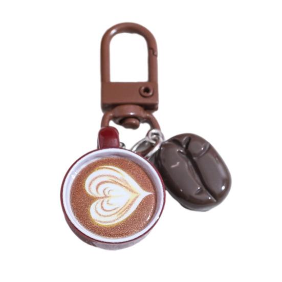 

Coffee Cup Keychain Creative Keychain Pendant Mini Latte Art Coffee Cup Key Chain with Simulated Coffee Bean for Bags Keys красный