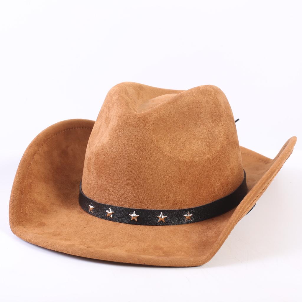 Beliebter europäischer und amerikanischer klassischer Wildleder Western Cowboyhut, Mode für Damen und Herren, großer Schirmhut Sonnenschutz