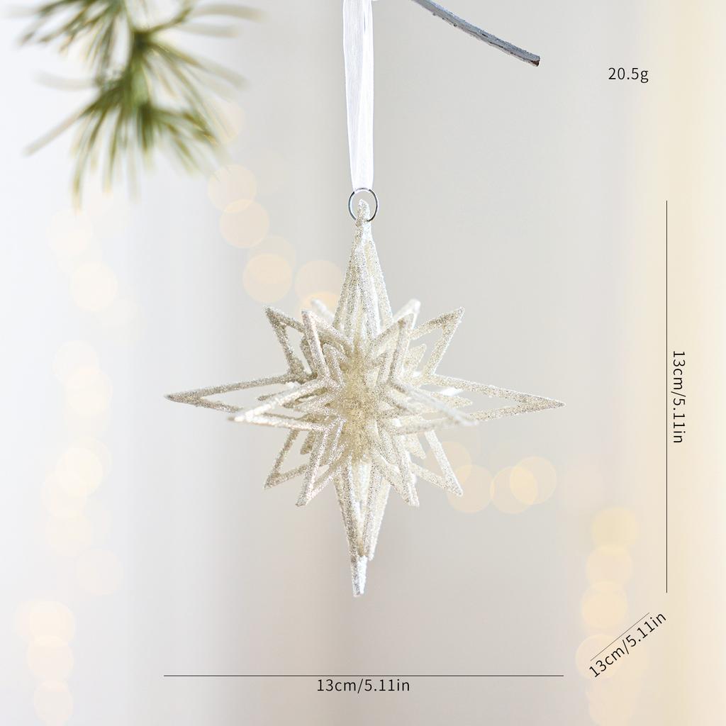 Christmas Bow Ornament Sparkling White Christmas Bell Christmas Star Ornament Festive For Party Decoration Holiday Celebration