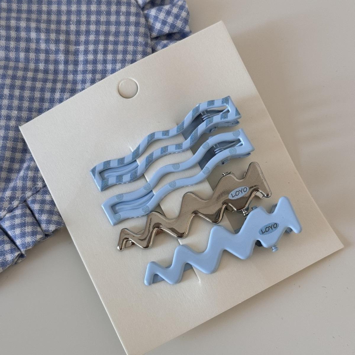 

4Pcs/set Candy Color Metal Hair Clips Wavy Hair Edge Clips Beauty Makeup Hair Side Clips Bangs Duckbill Hairpins Accessories New