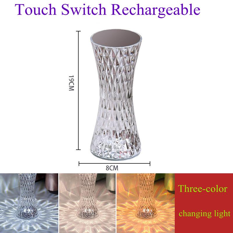 RGB16 Barevná Diamantová Stolní Lampa USB Nabíjecí Křišťálové Noční Lampičky Akrylová Dekorace Noční Světla Ložnice Postel LED Osvětlení Dárek