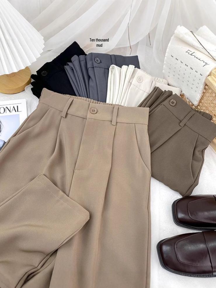 Women's 2024 High Waist Casual Straight Leg Suit Pants