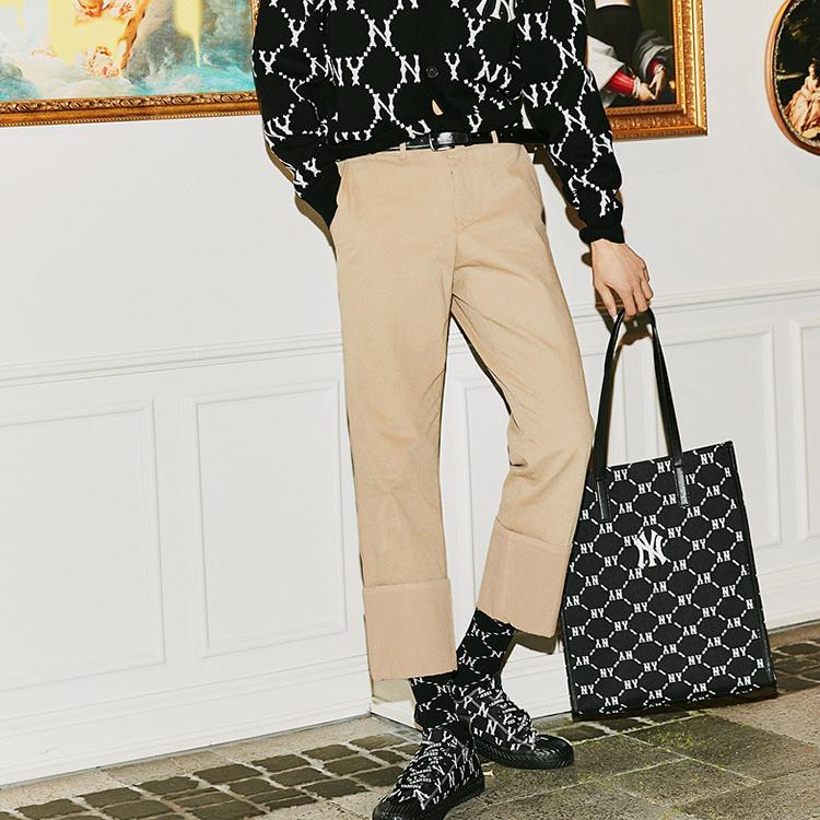 New MLB Monogram Collection Polyester Combo Bag Tote Bag Shopping Bag Shoulder Bag Handbag Regular Women's Black 3AORM012N-50BKS