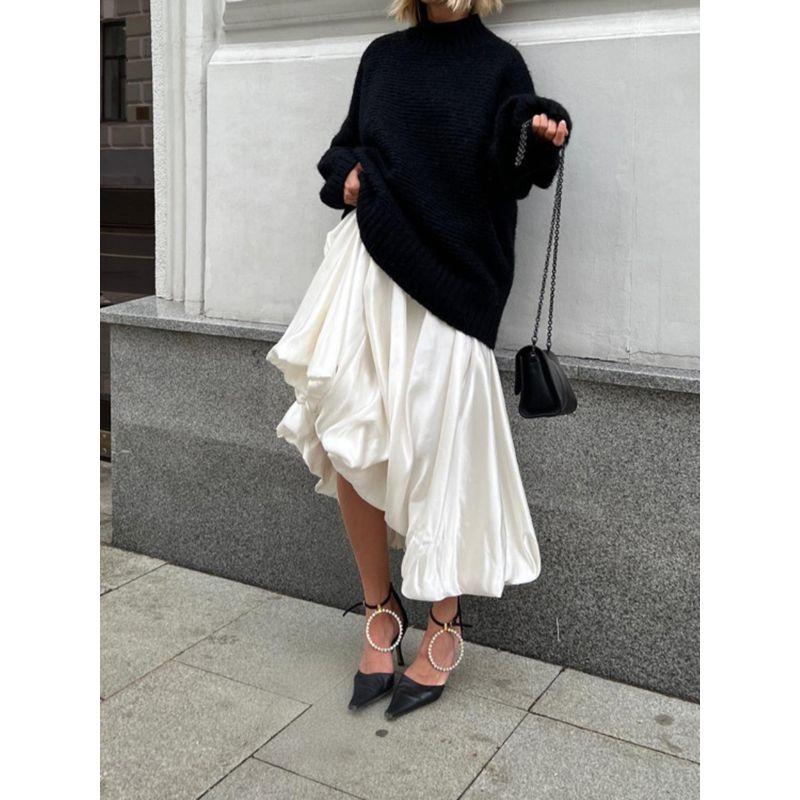 Western Style Spring New Balloon Skirt Fashion Casual Simplicity Solid All-Match High Waist Pettiskirt Skirt