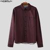 INCERUN Oversized Men Casual Long Sleeve Stitching Buttons Up Shirts Tops