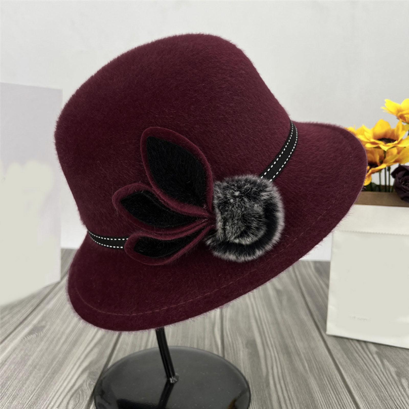 

Ladies Comfortable And Casual Fashionable Warm Basin Hat Color Hat One Size винний