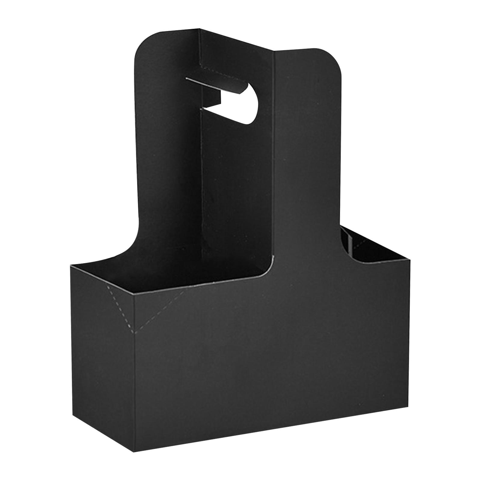 

10PC Kraft Paper Coffee Cup Carrier Box with Handle Disposable Takeout Beverage Holder for Cups and Small Gifts чёрный