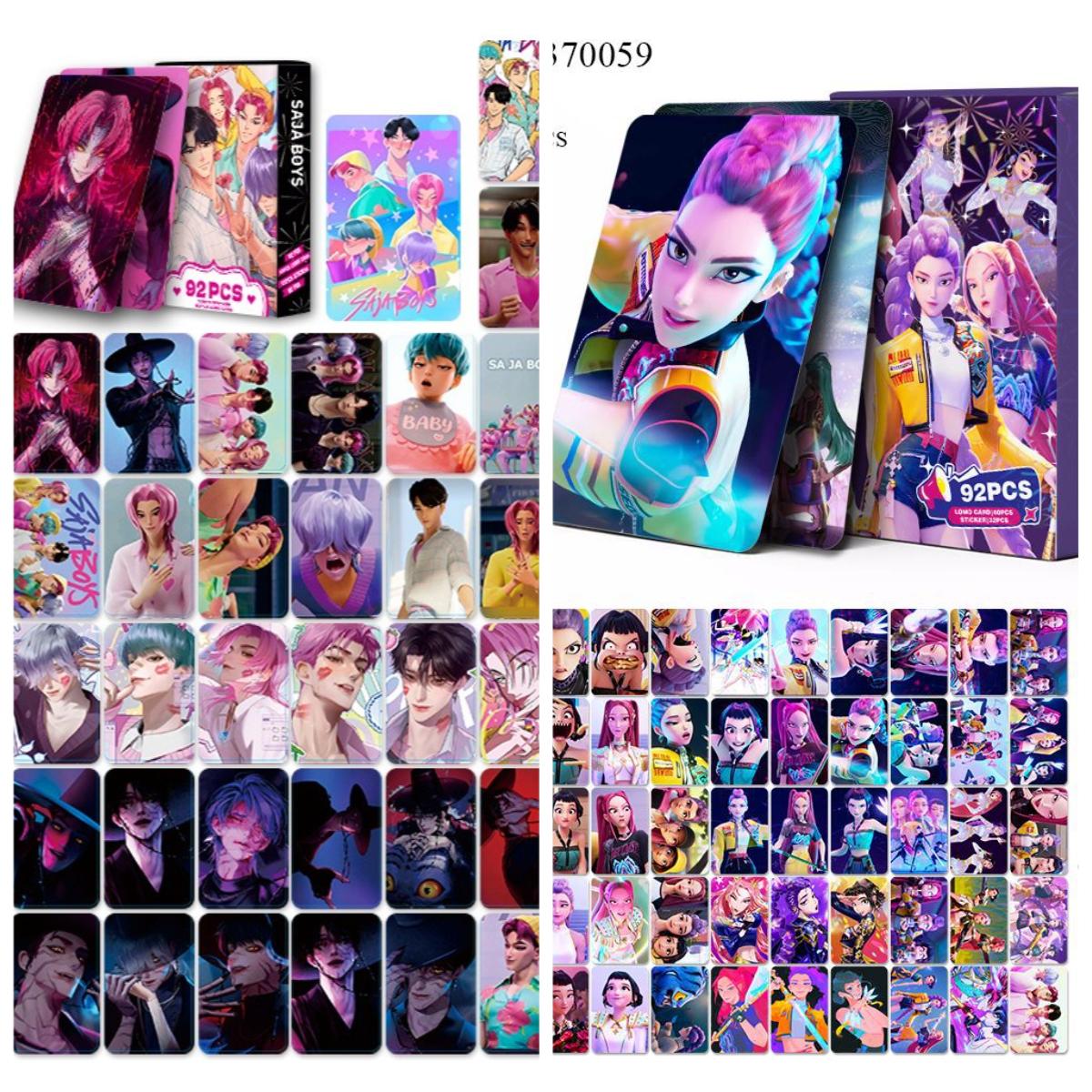 92PCS K-POP Demon Hunters Stickers Huntrix Saja Boys Derpy Pocards HD Lomo Fans Collection Kids Gifts
