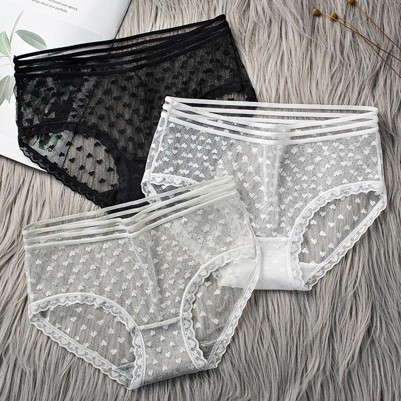 3pcs Sexy Lace Transparent Panties for Women Underwear Fashion Panty Lingerie Breathable Hollow Out Briefs Female Underwear