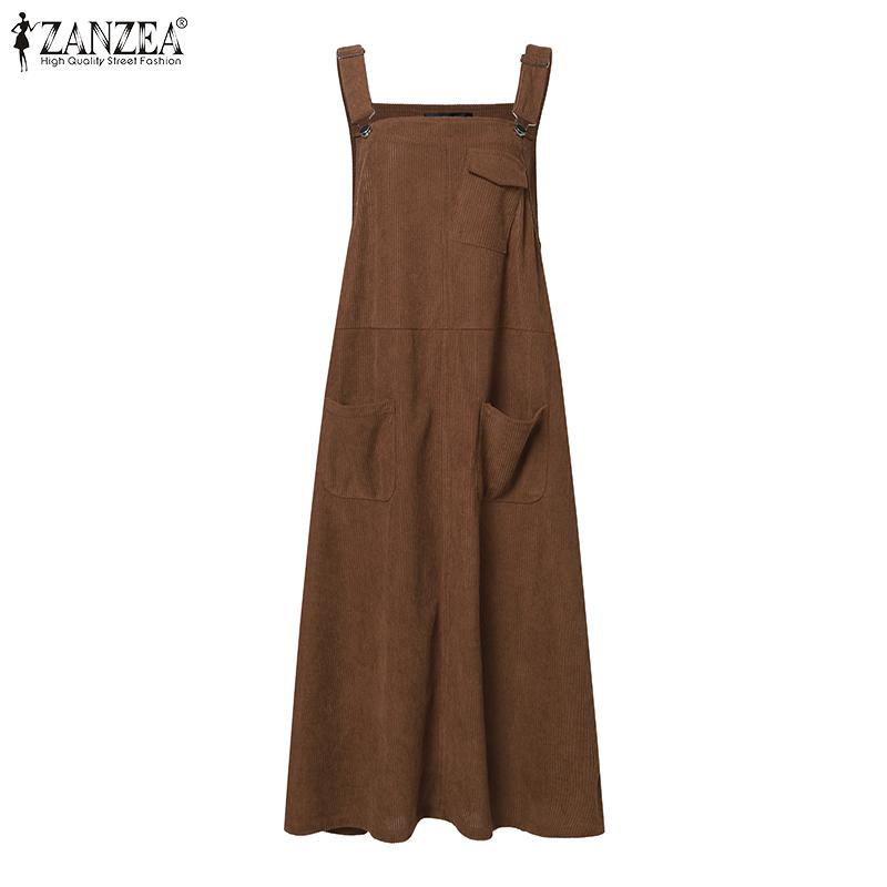 Salopette Femme En Velours Côtelé - Jambes Larges, Sans Manches, Bretelles Réglables - Coupe Ample, Poches, 95% Polyester 5% Coton