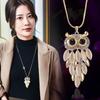 Japan And South Korea High-Quality Opal Sweater Chain Owl Pendant Autumn And Winter Long Necklace Temperament Simple Item Decoration