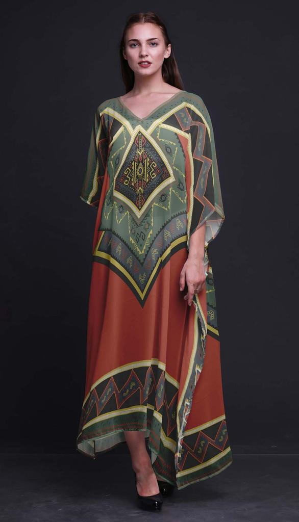 Phagun Kaftano Africano Geometrico da Donna Loungewear Festivo Abito Maxi da Spiaggia