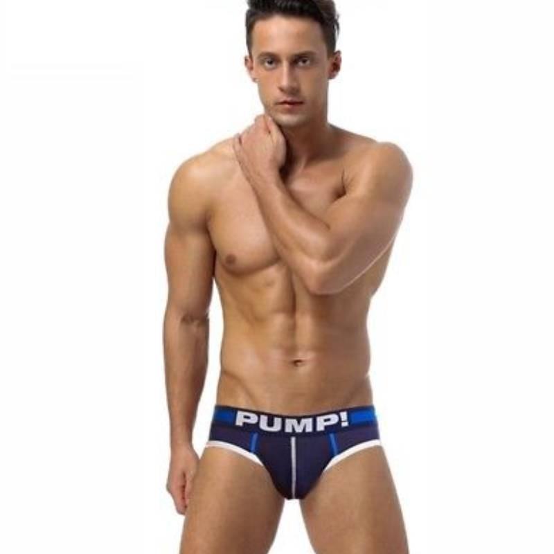 Pump! Men's Low Waist Sexy Triangle Underwear U Convex Hip-lifting Cotton Breathable Knickers