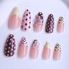 1 Conjunto de Unhas Postiças Femininas com Cola Amêndoa Ponta Francesa Unhas Falsas Adesivas Reutilizáveis Cobertura Total Cola em Unhas Postiças Decoração