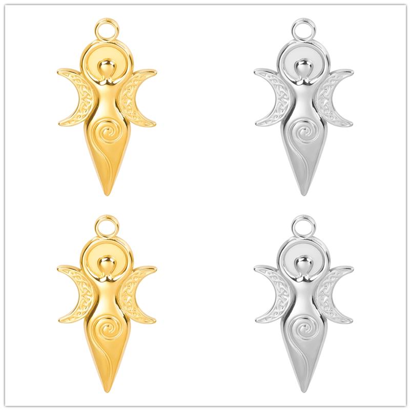 4pcs Mix Crescent Moon Pendants For Jewelry Making Supplies Witchcraft Charm Stainless Steel Charms Bulk DIY Keychains Earrings