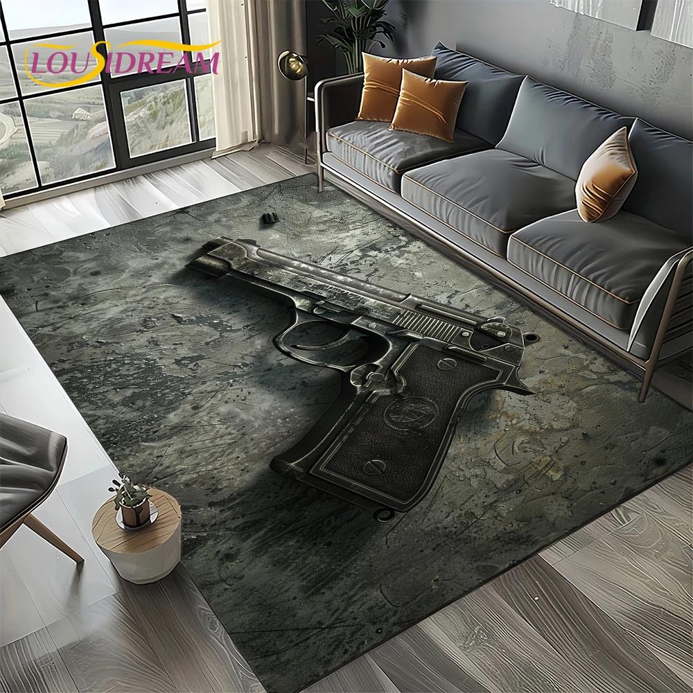 27 Style Retro Guns Pistol Ammunition Bullet Cartridge AK M4 Rug Carpet for Living Room Bedroom Decor,Non-slip for Sofa Doormat