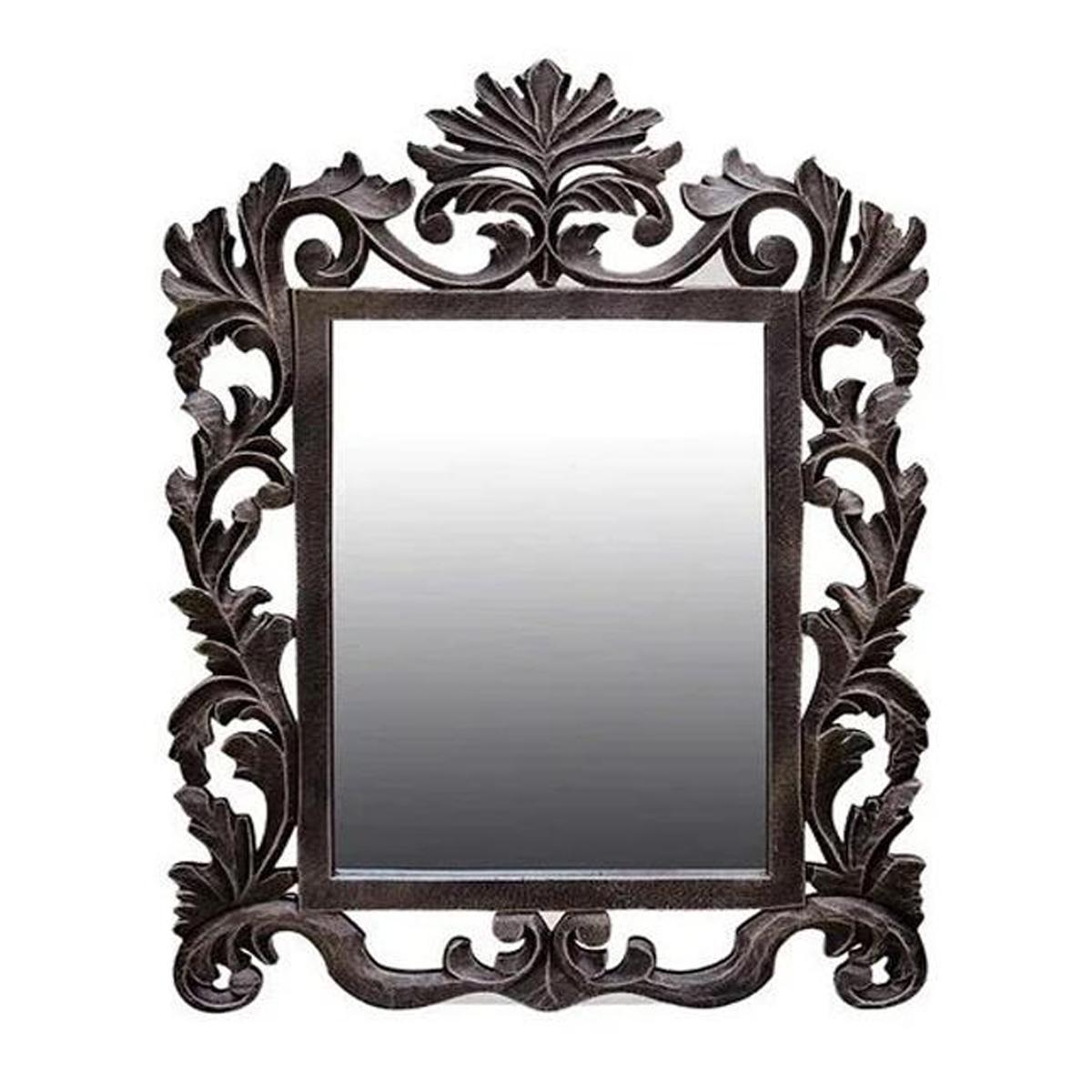 

Wall Hanging Wooden Black Mirror Home Decor Hand Carved Dressing Wall Hanging Frame Wall Art 17.7” X 2 X 22” чорний