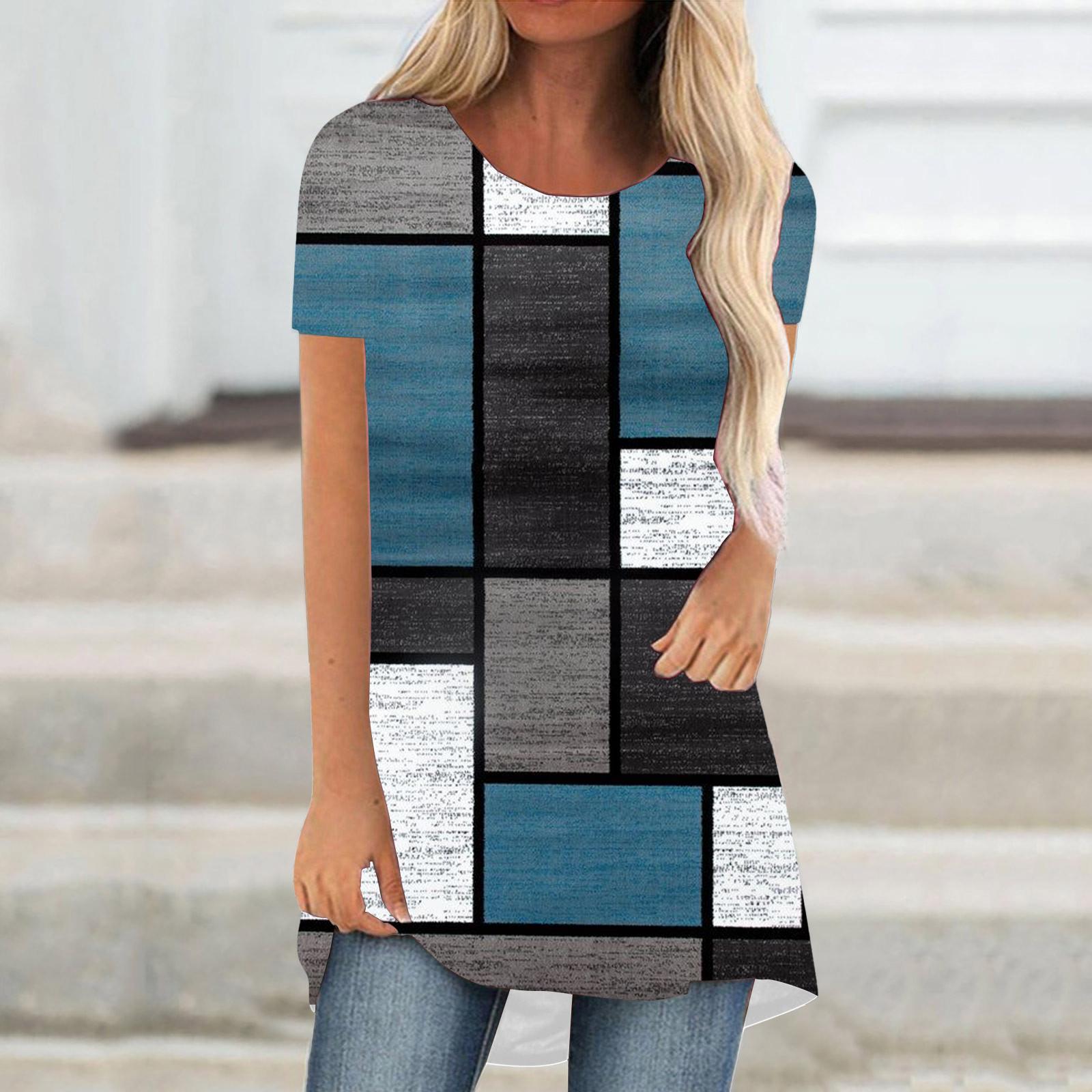 Модные футболки в стиле пэчворк с цветным блоком и 3D-принтом для женщин — фото 5