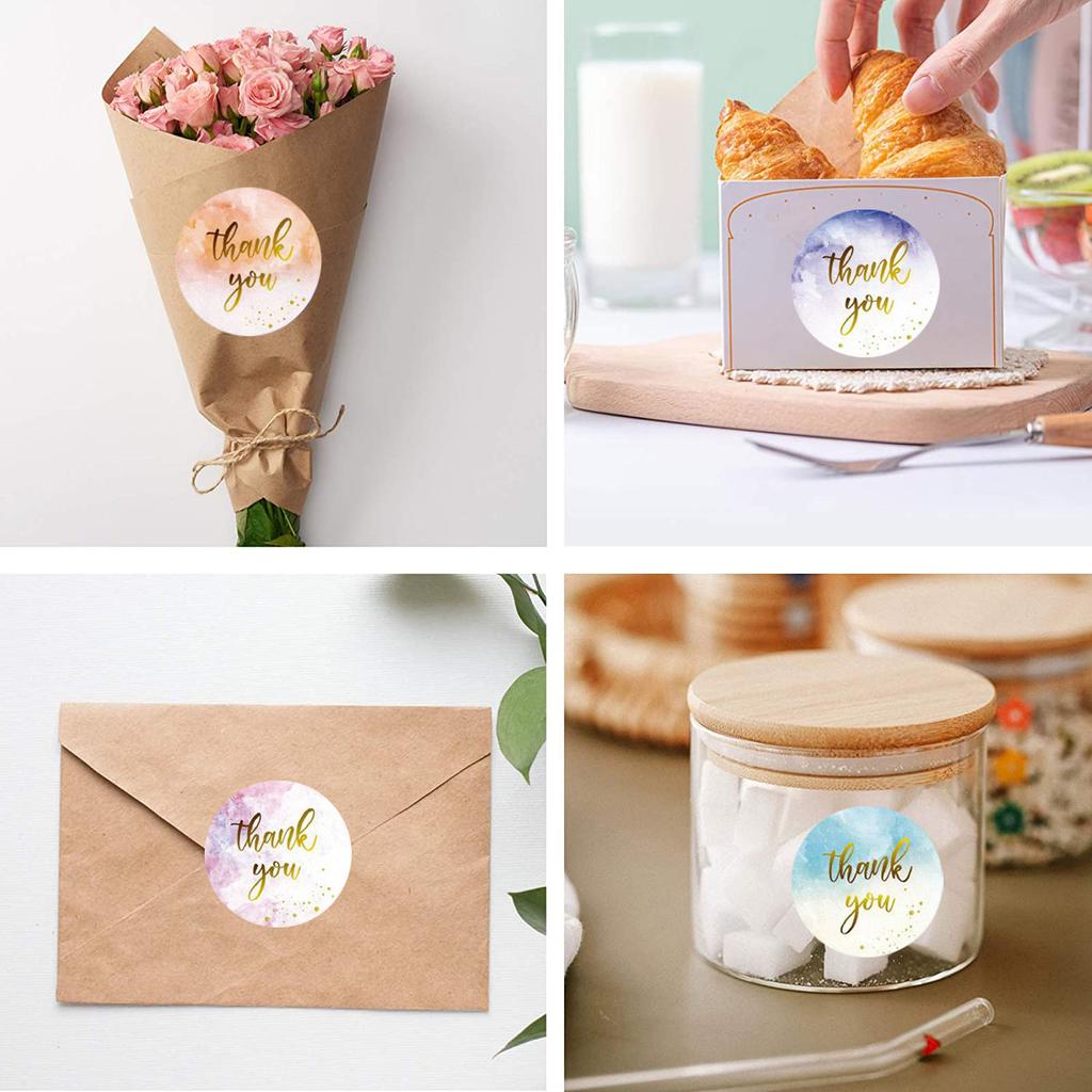 50-500pcs Holiday Wedding Decoration Stickers Thank You Flower Stickers 1inch Round Self-Adhesive Seal Labels