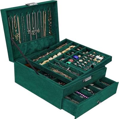 Sametová Šperkovnice Dívčí, Zásuvka na Šperky se zámkem, Úložný Přívěšek Na Šperky Cestování, Ženy, Prsteny, Náušnice, Náramky Náhrdelníky