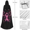 Pink Ribbon Butterfly Breast Cancer Unisex Hooded Cloak Cape for Christmas Halloween Cosplay Costumes