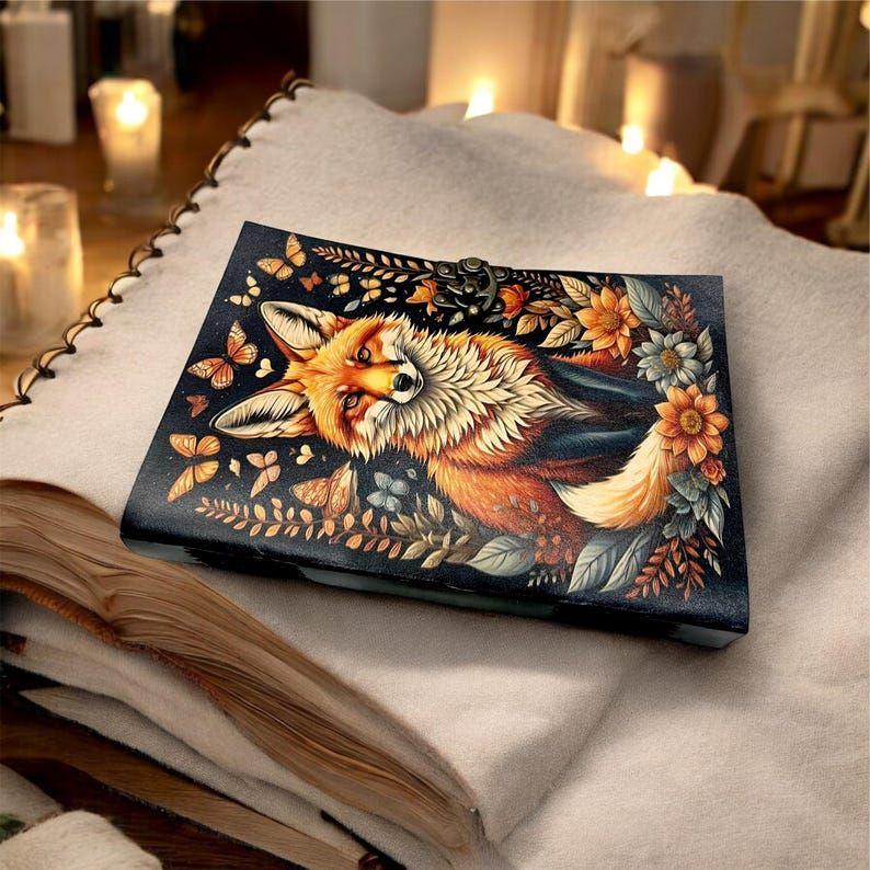 Handgefertigtes Fuchsleder-Tagebuch mit Vintage-Schloss | Wald-Tagebuch | Von der Natur inspiriertes Notizbuch