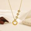 Geometric Circle Pendant Necklace Women Titanium Steel Inlaid Zircon Light Luxury Non-Fading Clavicle Chain