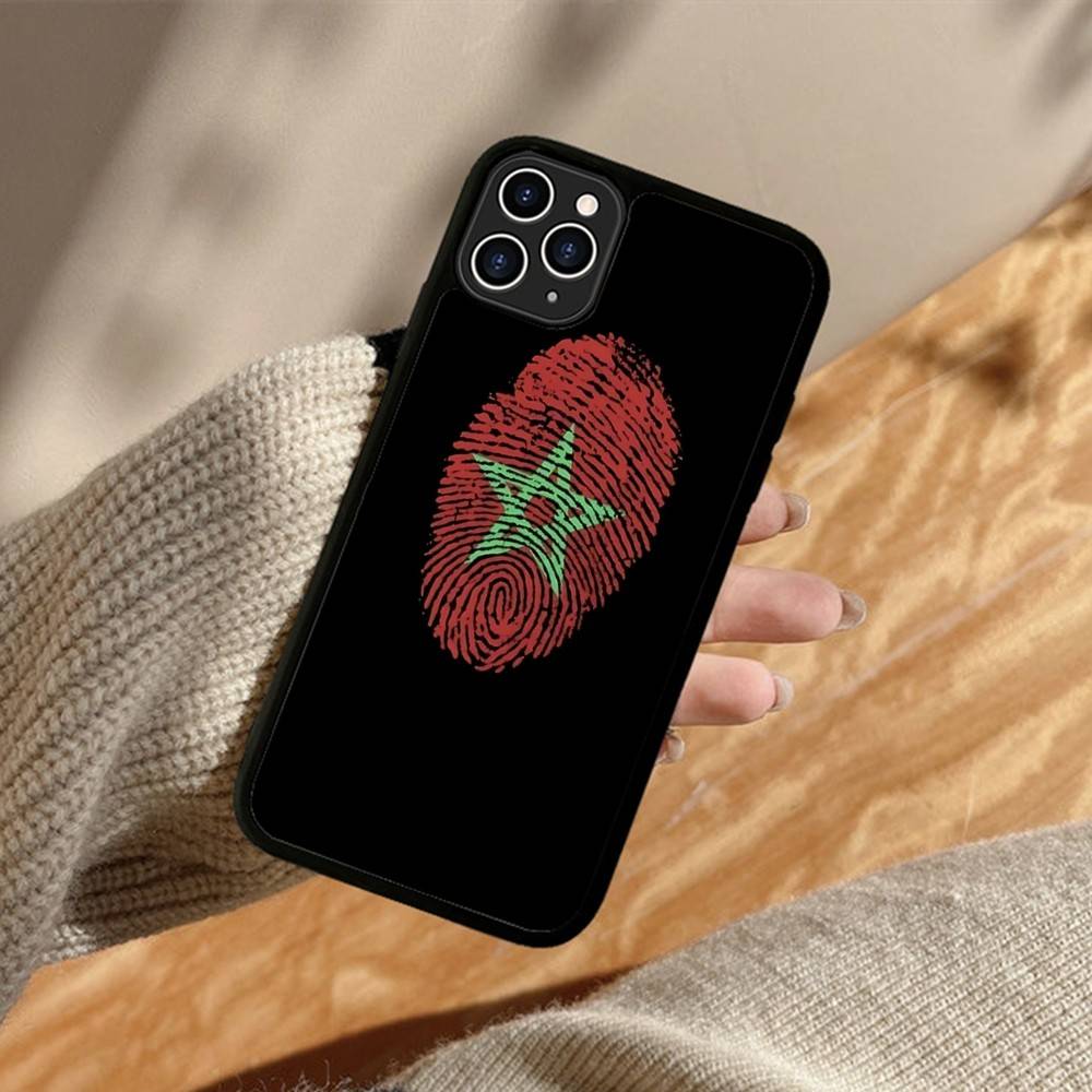 Morocco Map Flag Phone Case For IPhone 11 12 13 14 15 16 17 Pro Max Plus PC+TPU Cover